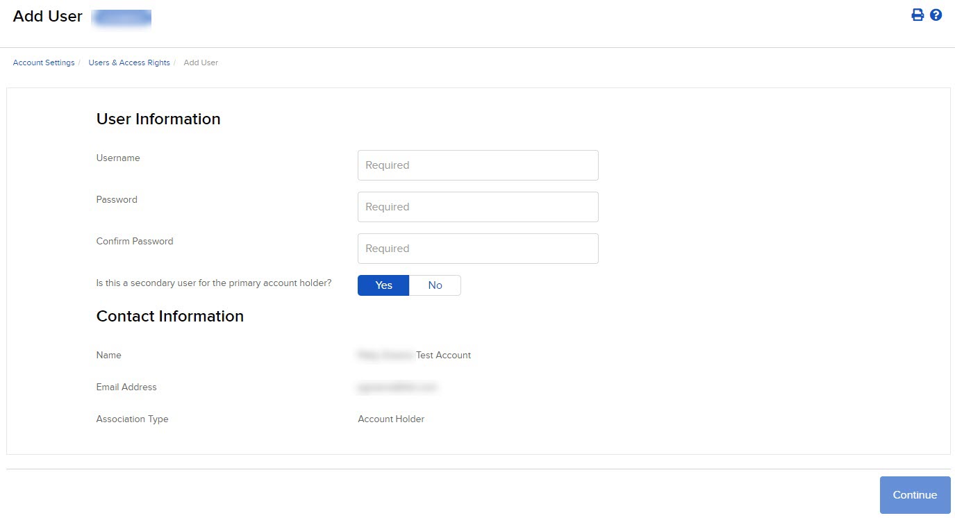 The add user panel in Portal. 
